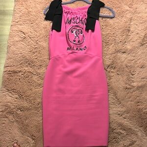 Moschino Pink Dress with Black Bow Accents